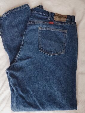 Wrangler Blue Relaxed Fit Men's Jeans, Zipped Ankles, Casual, Work wear, Cowboy